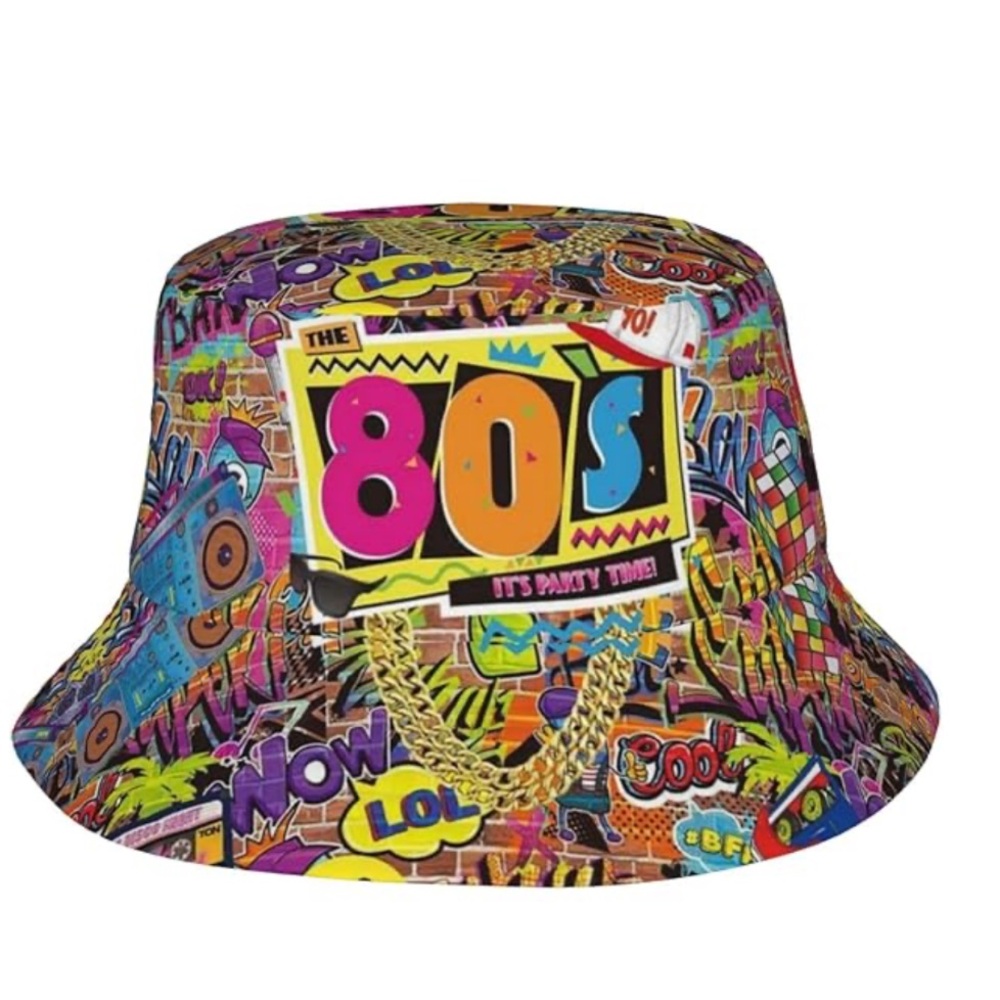 80's print bucket hat one size